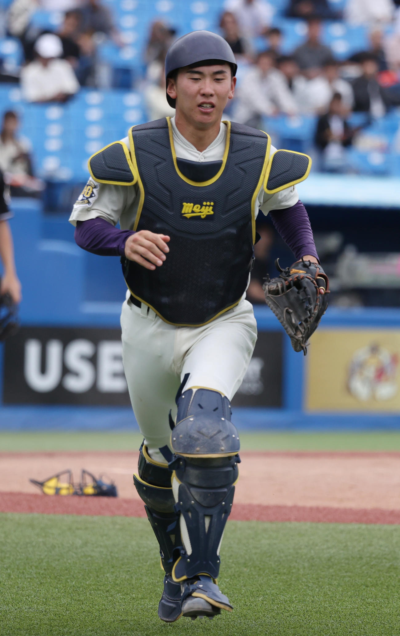 明大・小島大河捕手（2025年10月13日撮影）