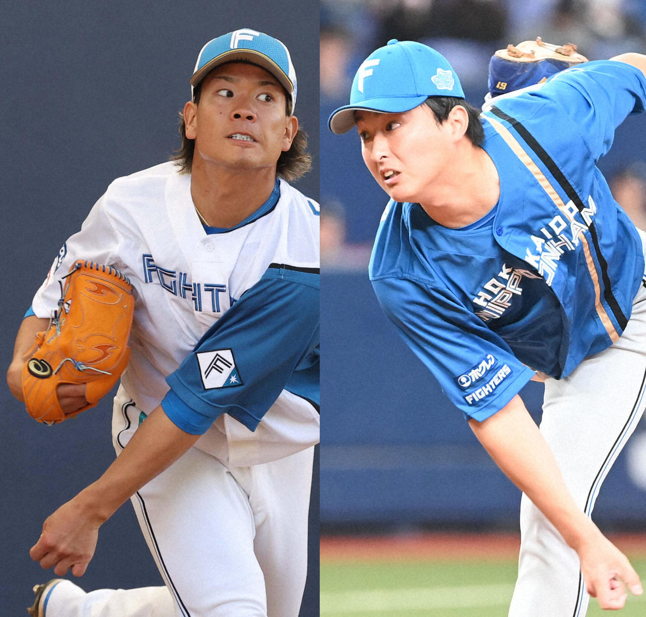 日本ハム福田俊（左）と石川直也