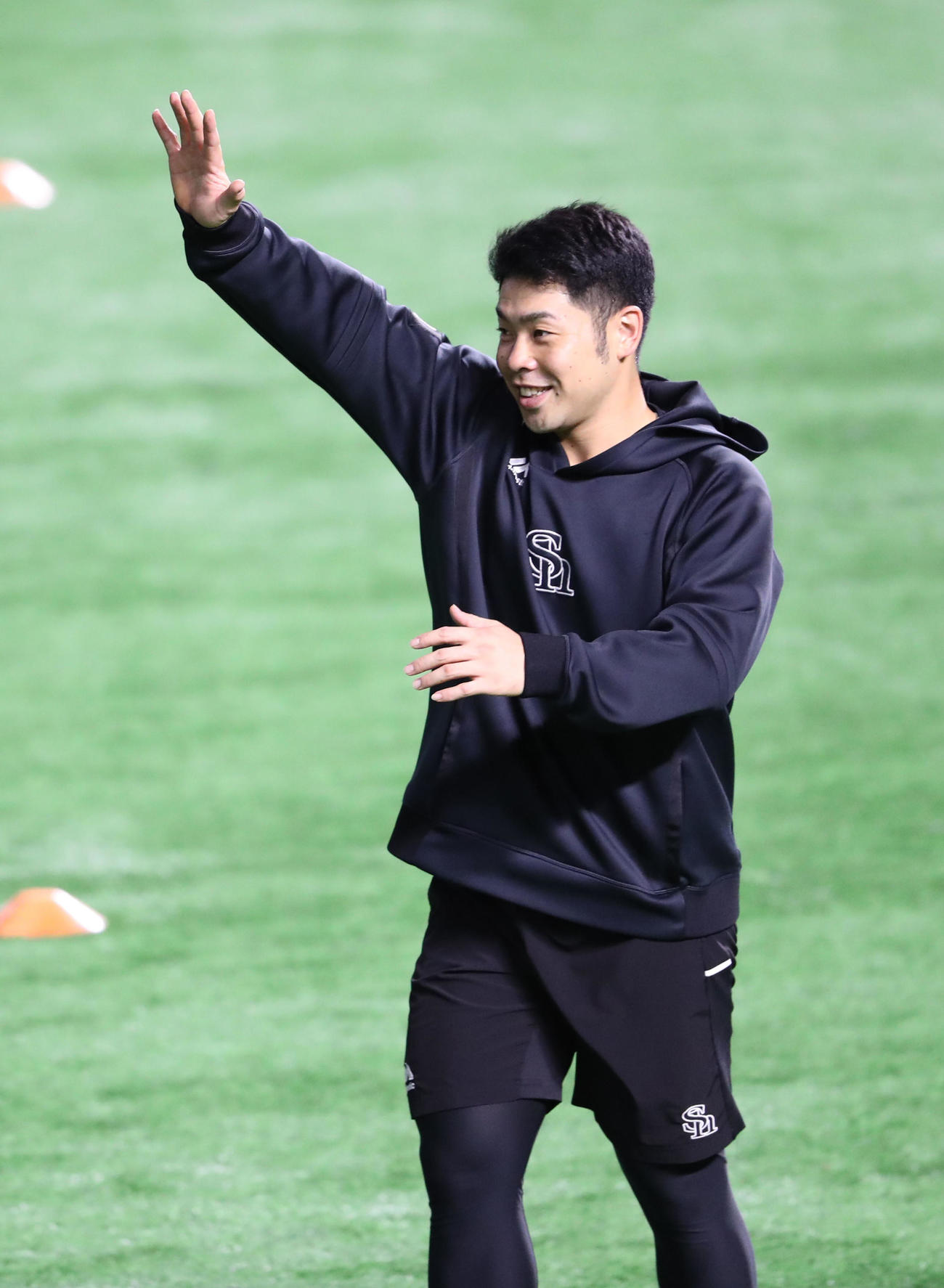 1軍に合流した近藤は笑顔（撮影・梅根麻紀）