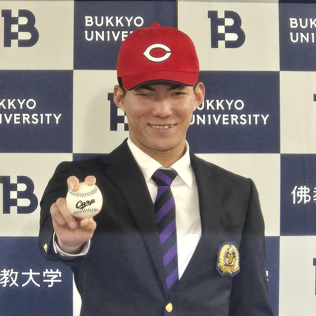 広島からドラフト5位で指名を受けた赤木晴哉投手（撮影・寺尾博和）