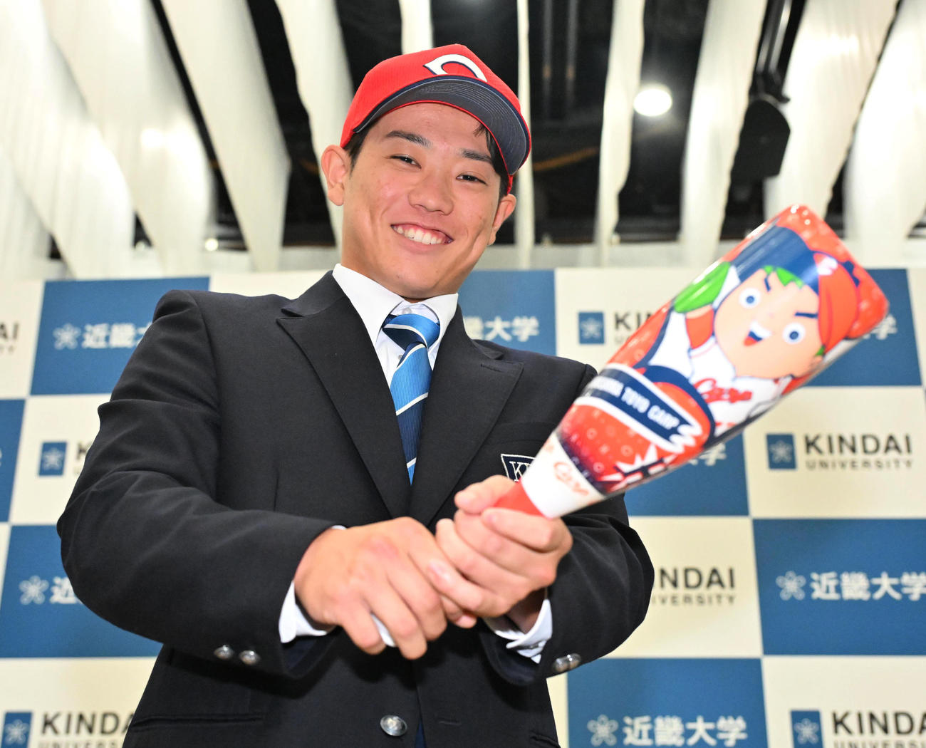 広島からドラフト3位指名を受けた近大・勝田（撮影・石井愛子）