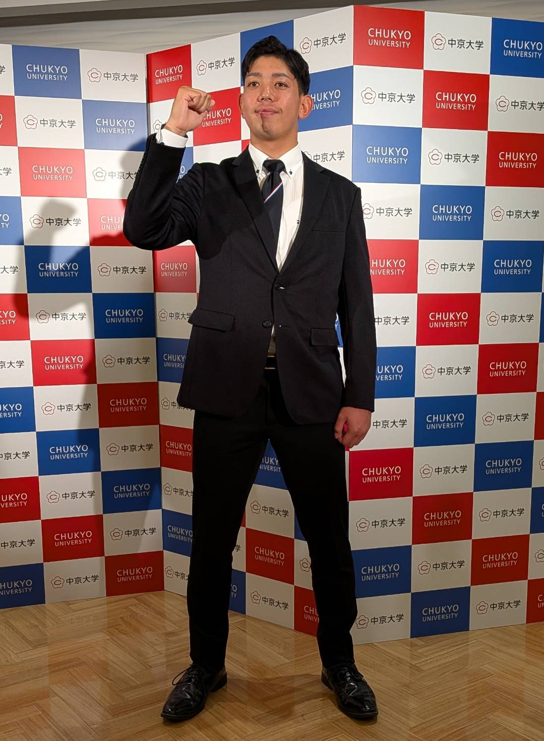 ソフトバンク育成3位指名の中京大・大矢琉晟（撮影・柏原誠）＝2025年10月23日