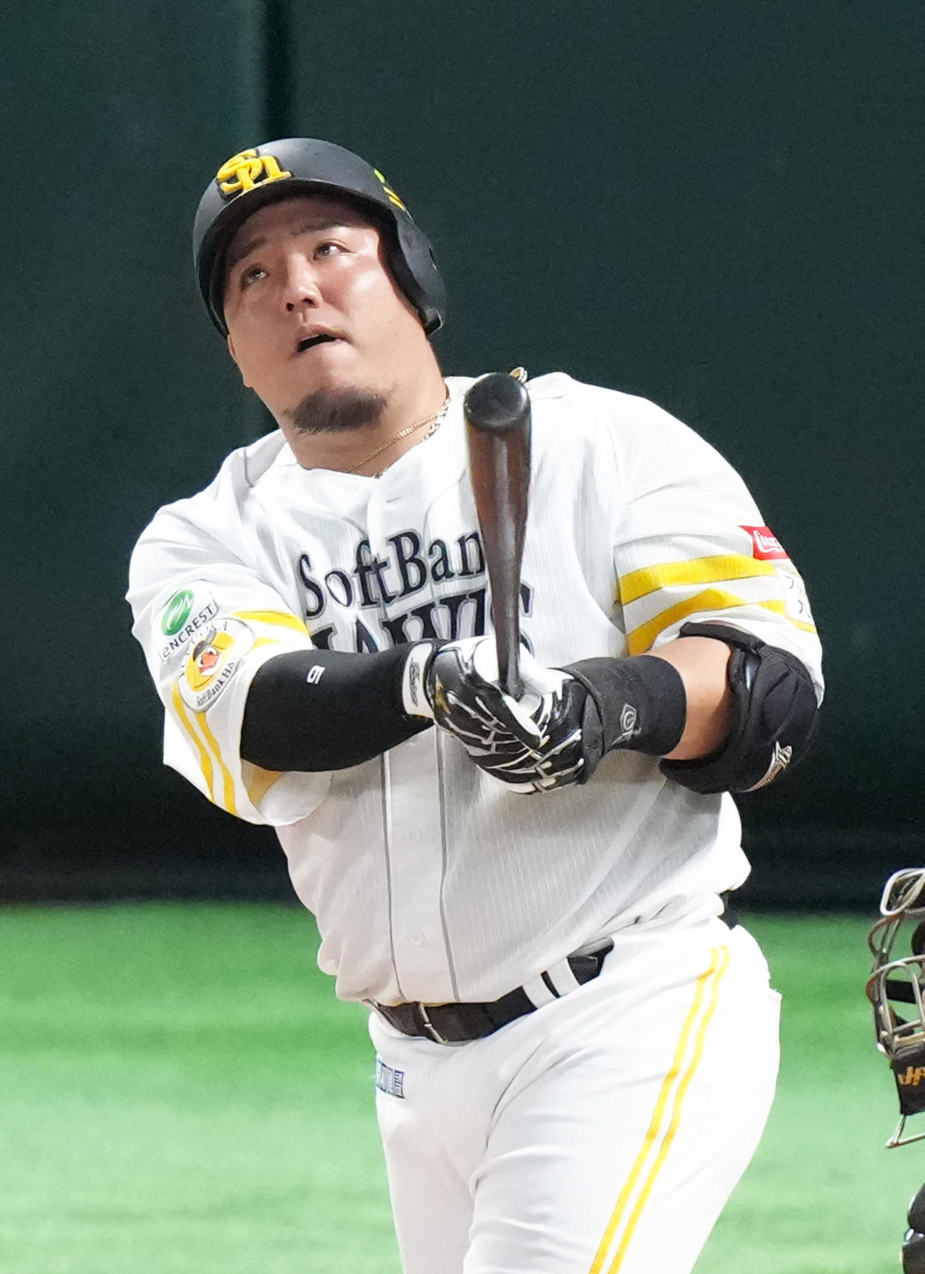 ソフトバンク対阪神　2回裏ソフトバンク2死一、二塁、山川は3点本塁打を放つ（撮影・足立雅史）