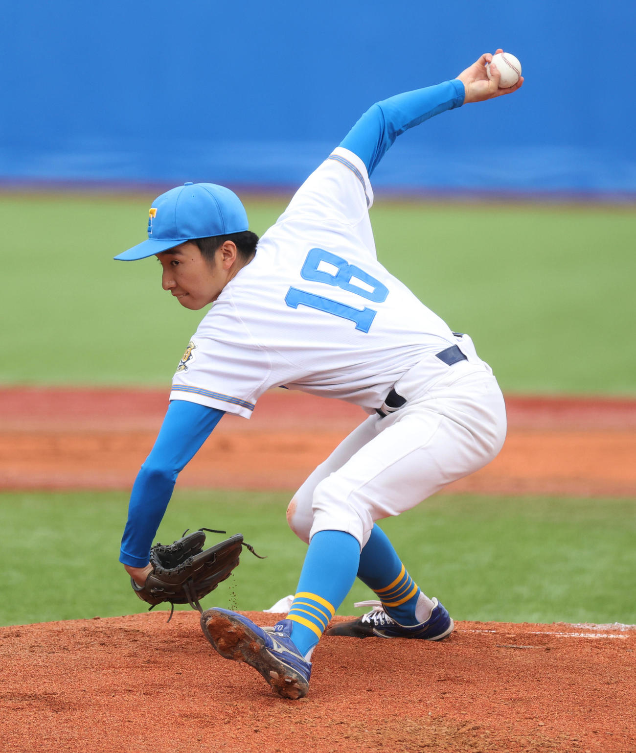 東大対法大　先発した東大・渡辺（撮影・柴田隆二）