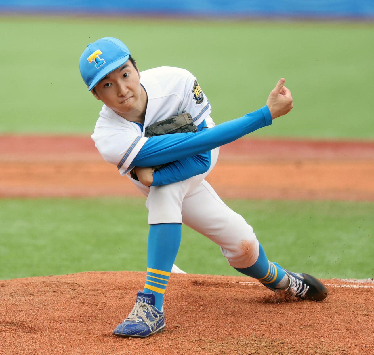 東大対法大　先発した東大・渡辺（撮影・柴田隆二）