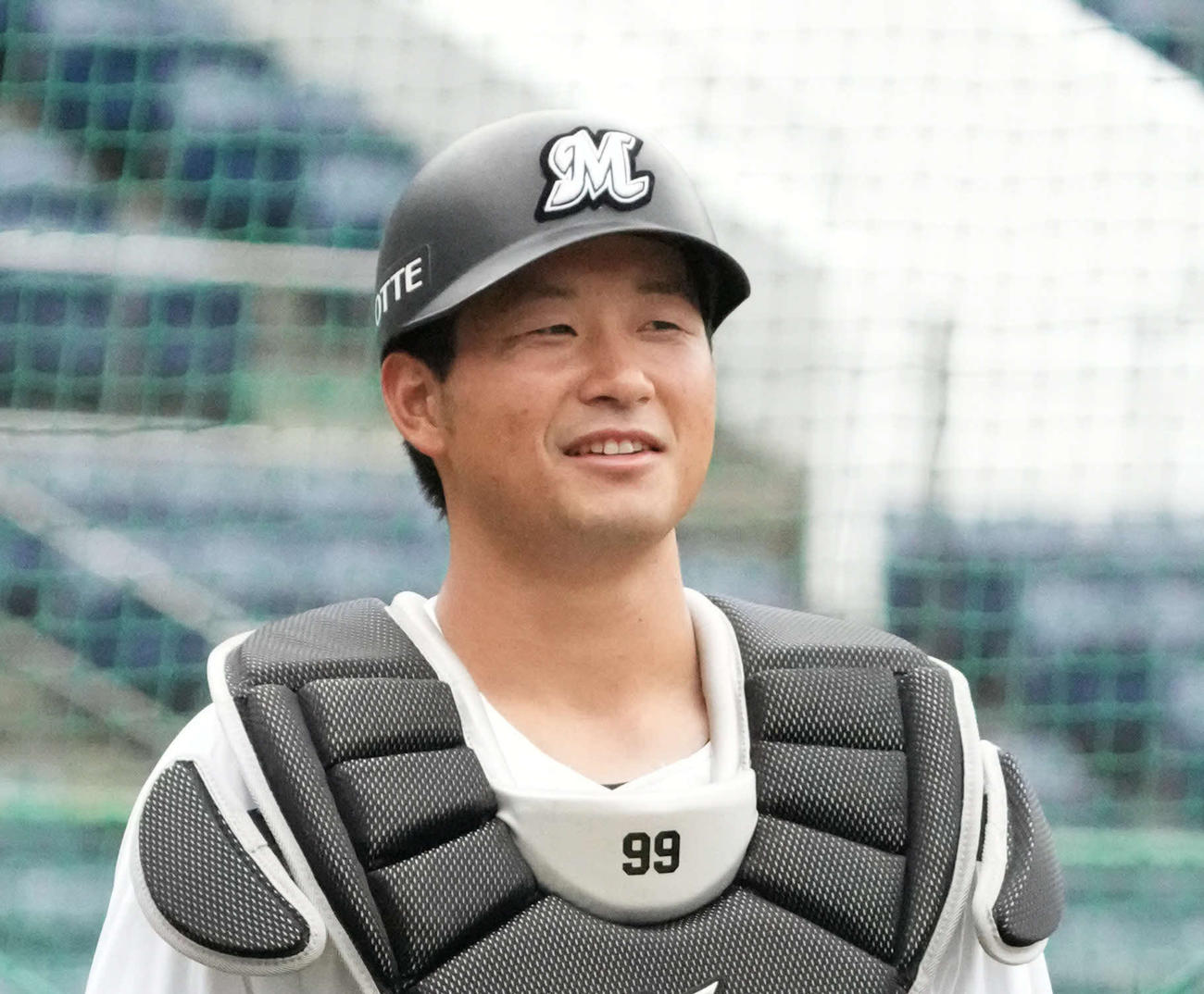 ロッテ対西武　試合前練習に臨むロッテ柿沼（撮影・小沢裕）