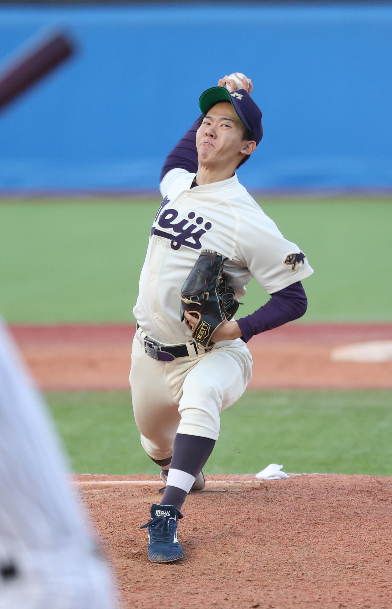明大対立大　9回から登板した明大・大川（撮影・柴田隆二）