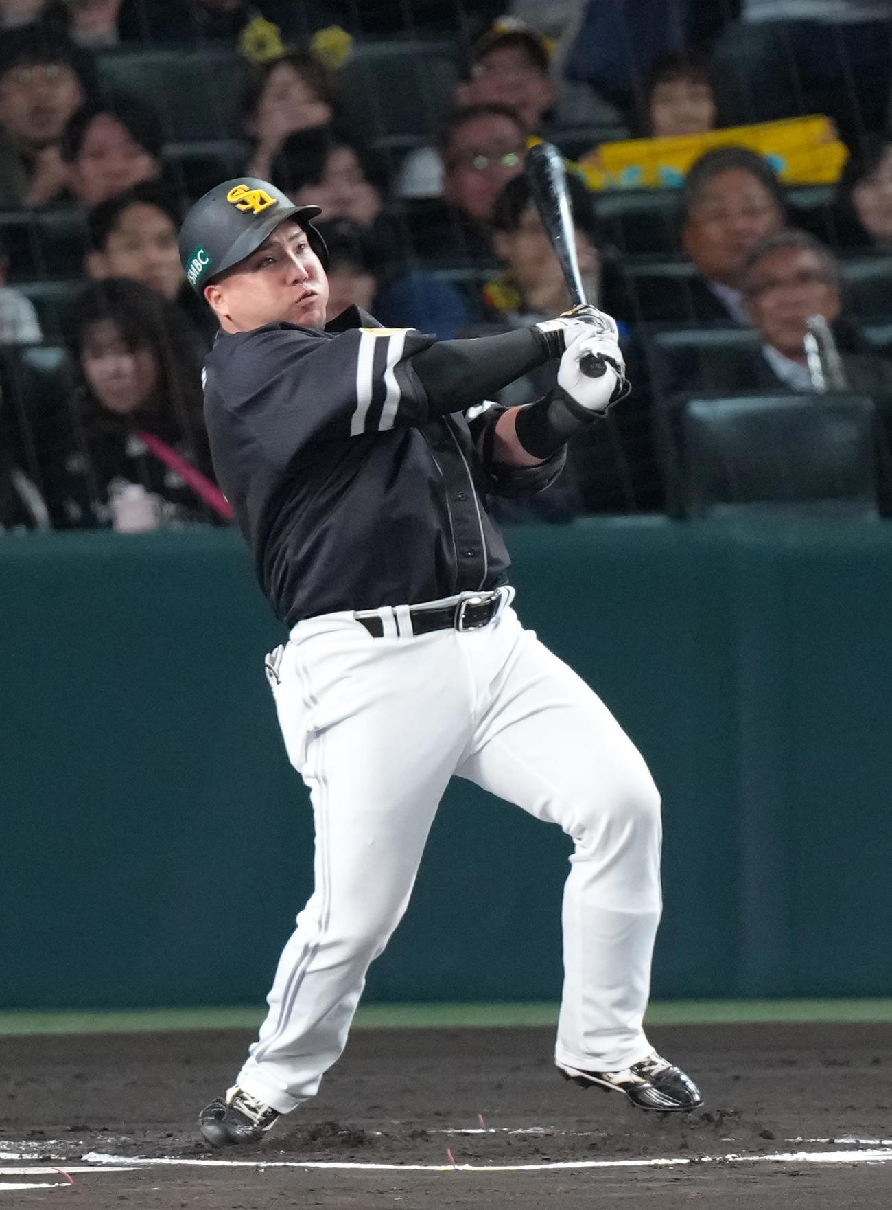 阪神対ソフトバンク　2回表ソフトバンク無死、山川は先制本塁打を放つ（撮影・足立雅史）