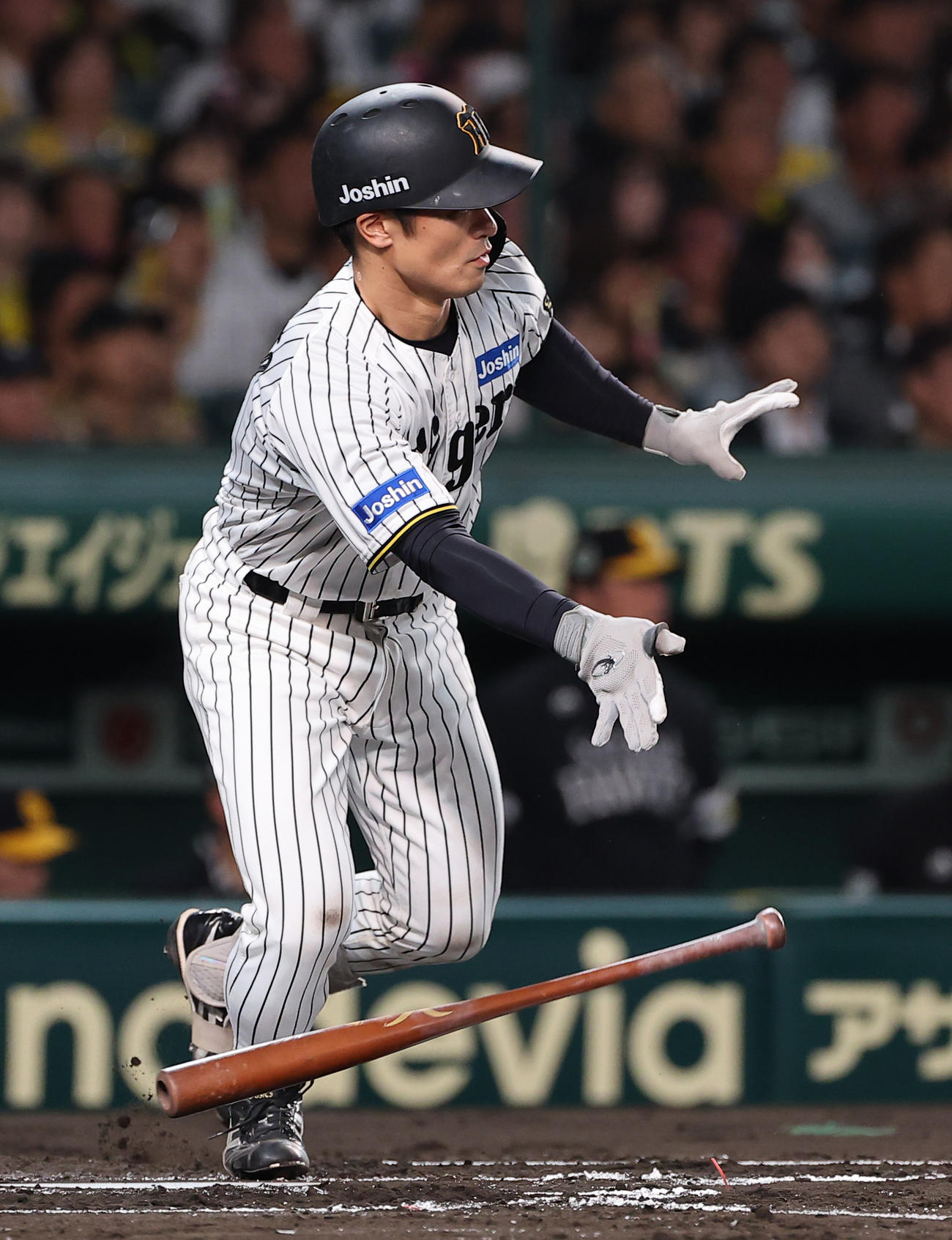 阪神対ソフトバンク　2回裏阪神2死一、二塁、坂本は先制適時打を放つ（撮影・上田博志）