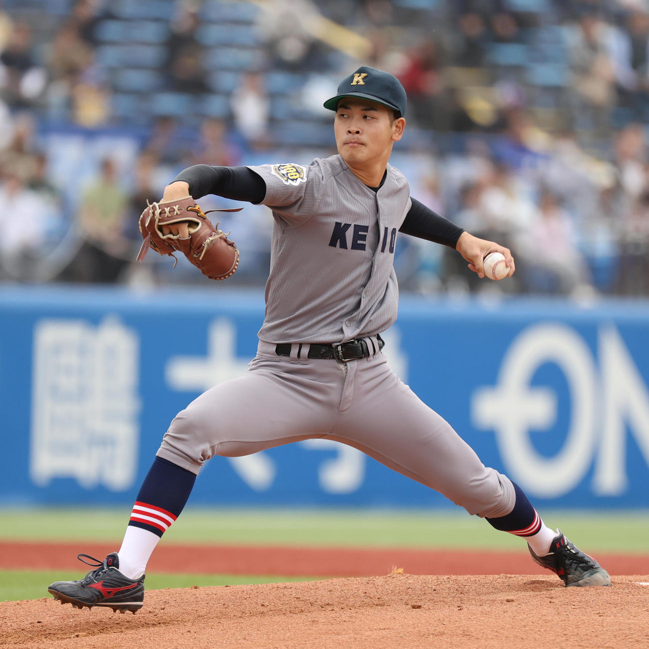 早大対慶大　先発した慶大・渡辺和（撮影・柴田隆二）