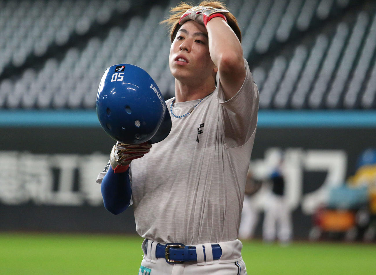 エスコンフィールドで秋季キャンプに参加した日本ハム五十幡（撮影・木下大輔）
