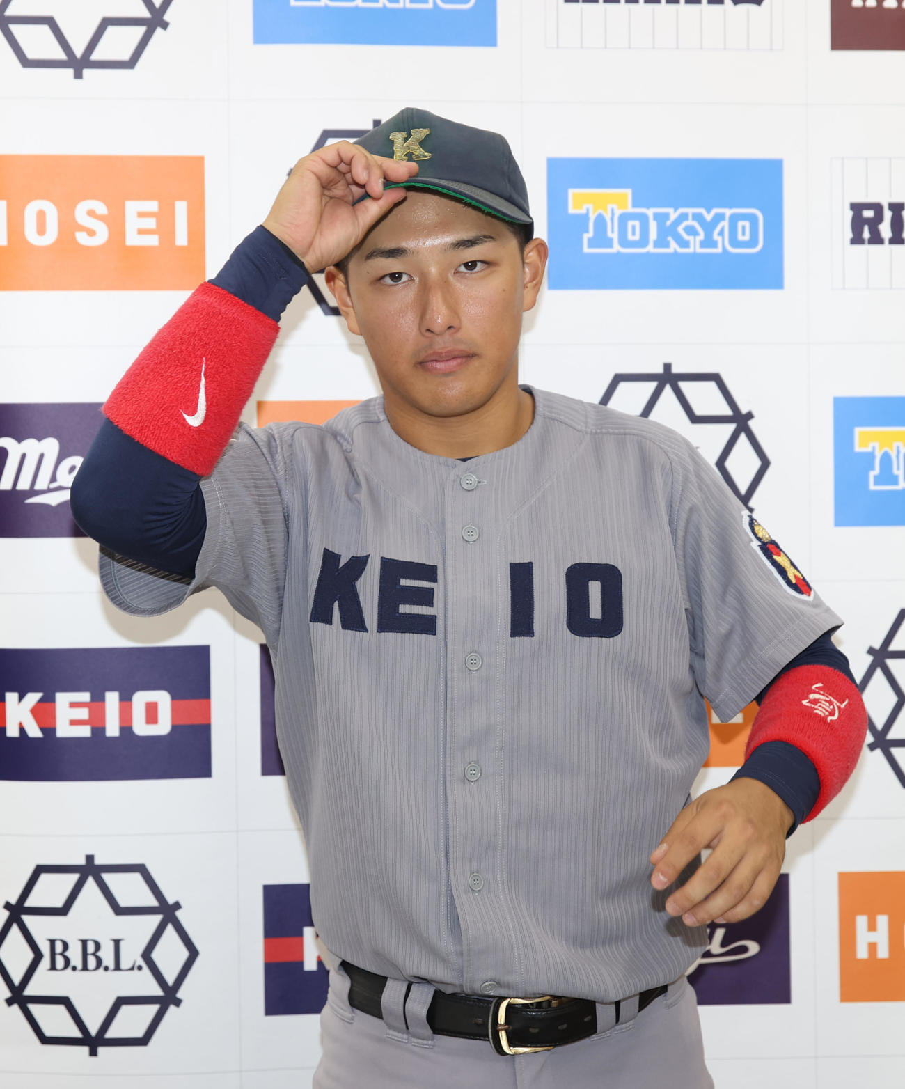 慶大対法大　記者の質問に答える慶大・清原（撮影・柴田隆二）