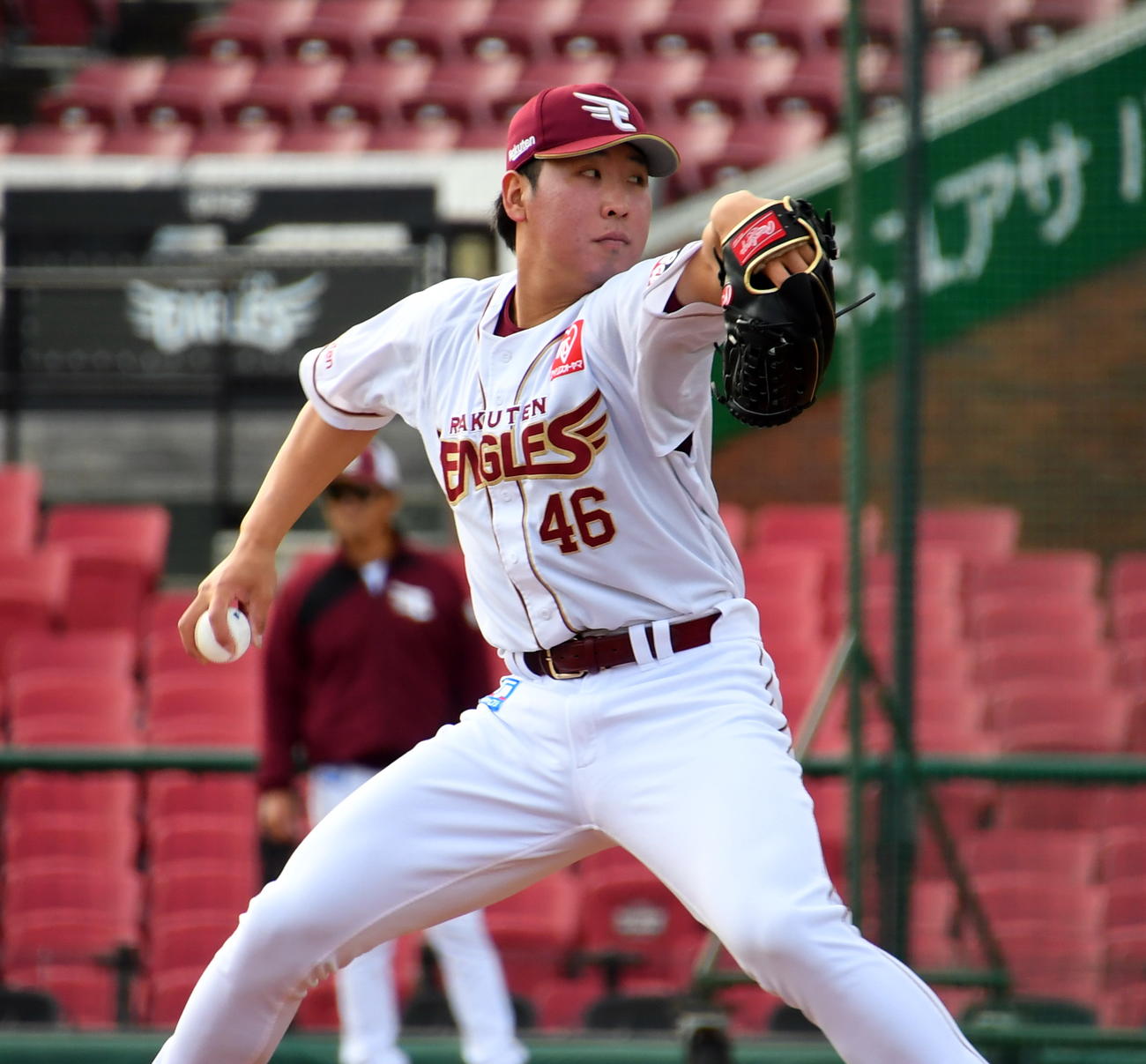 シート打撃で登板した楽天藤平（撮影・山田愛斗）