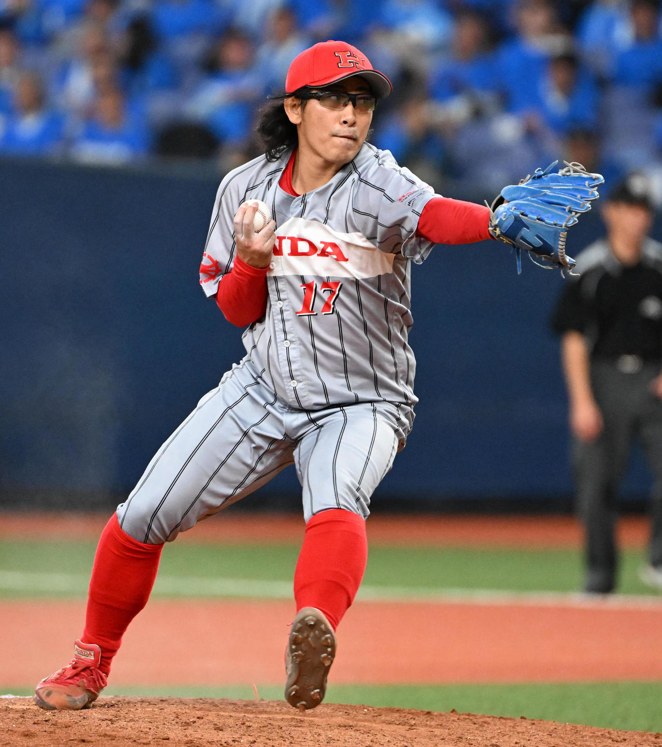 JR西日本対ホンダ鈴鹿　完全試合を達成したホンダ鈴鹿の井村（撮影・石井愛子）