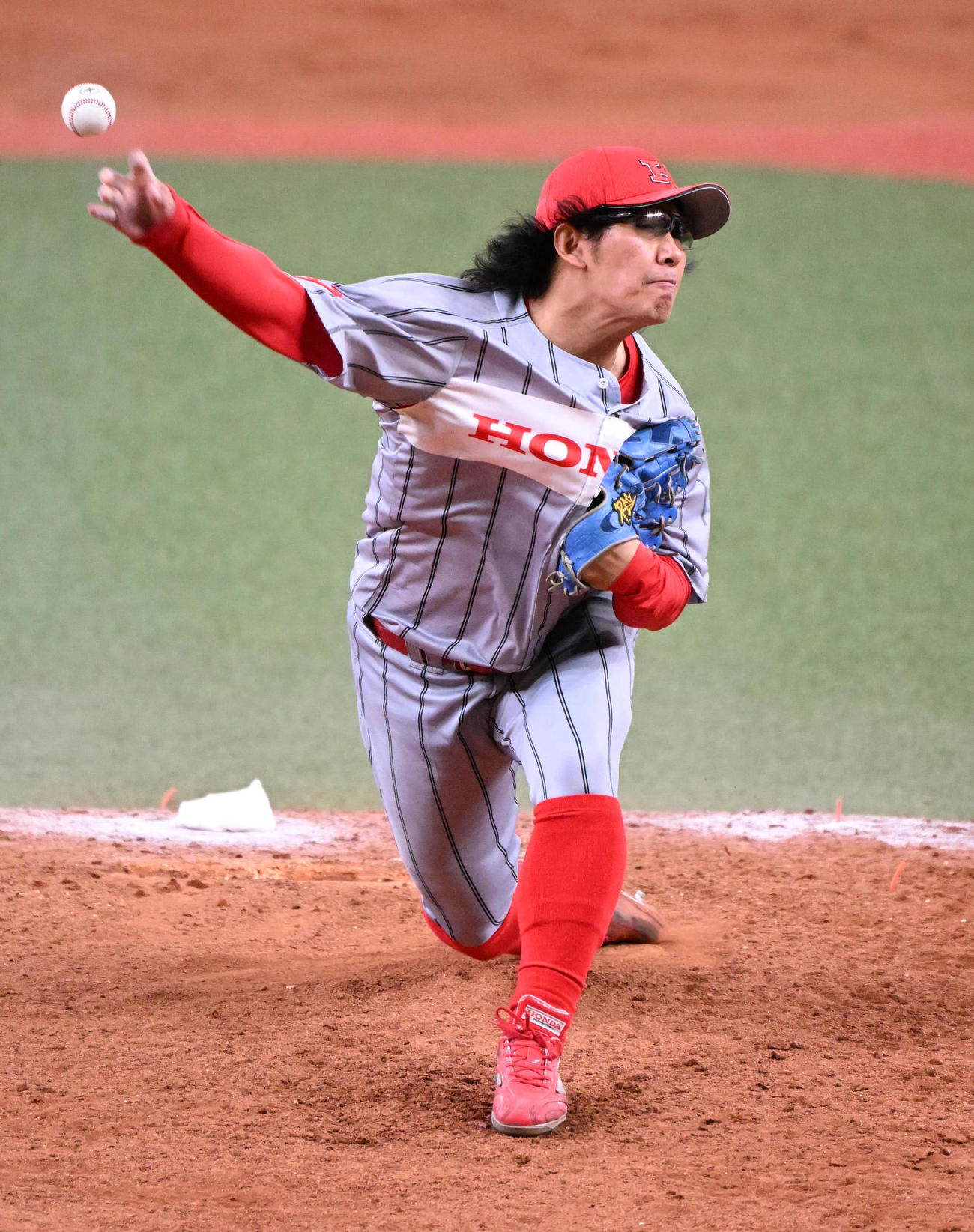 JR西日本対ホンダ鈴鹿　完全試合を達成したホンダ鈴鹿の井村（撮影・石井愛子）