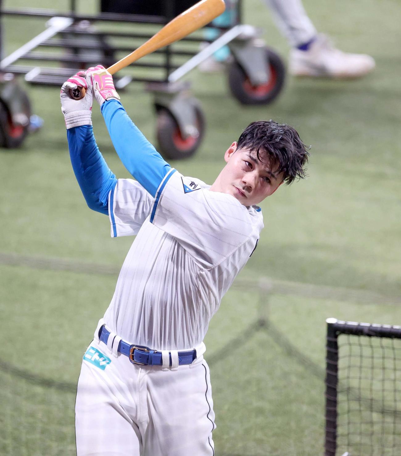 ティー打撃する清宮幸（撮影・黒川智章）