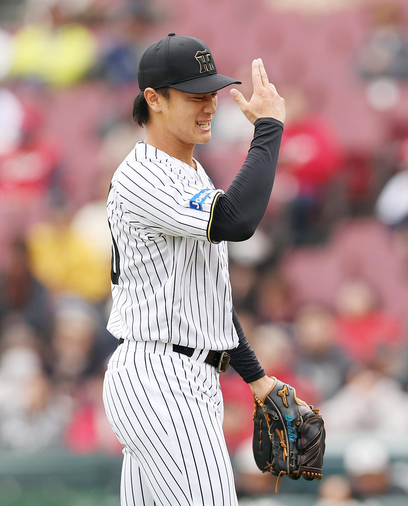 トライアウトでの投球を終えた阪神育成・森木（撮影・前田充）