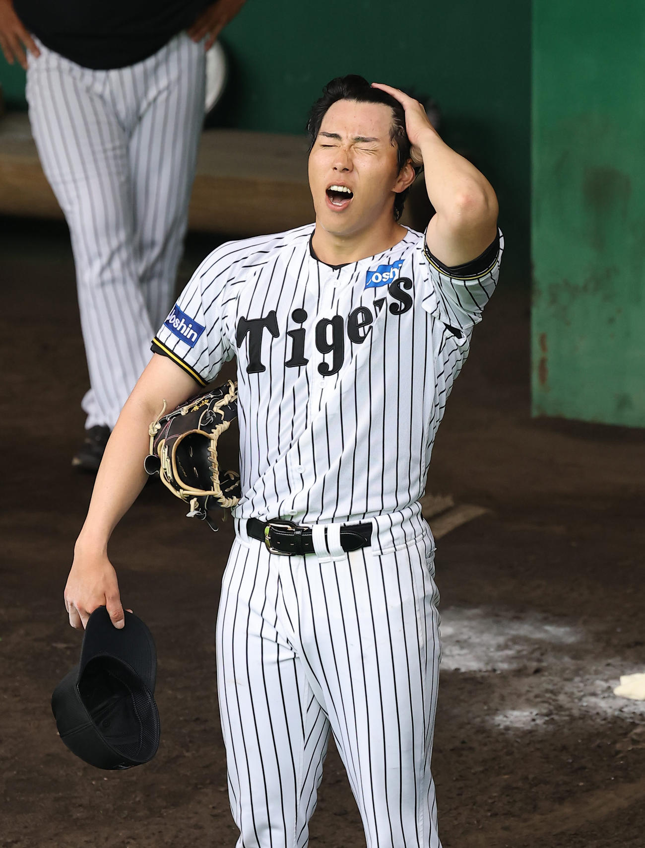 ブルペンで300球を投げた工藤は充実した表情を見せる（撮影・上田博志）
