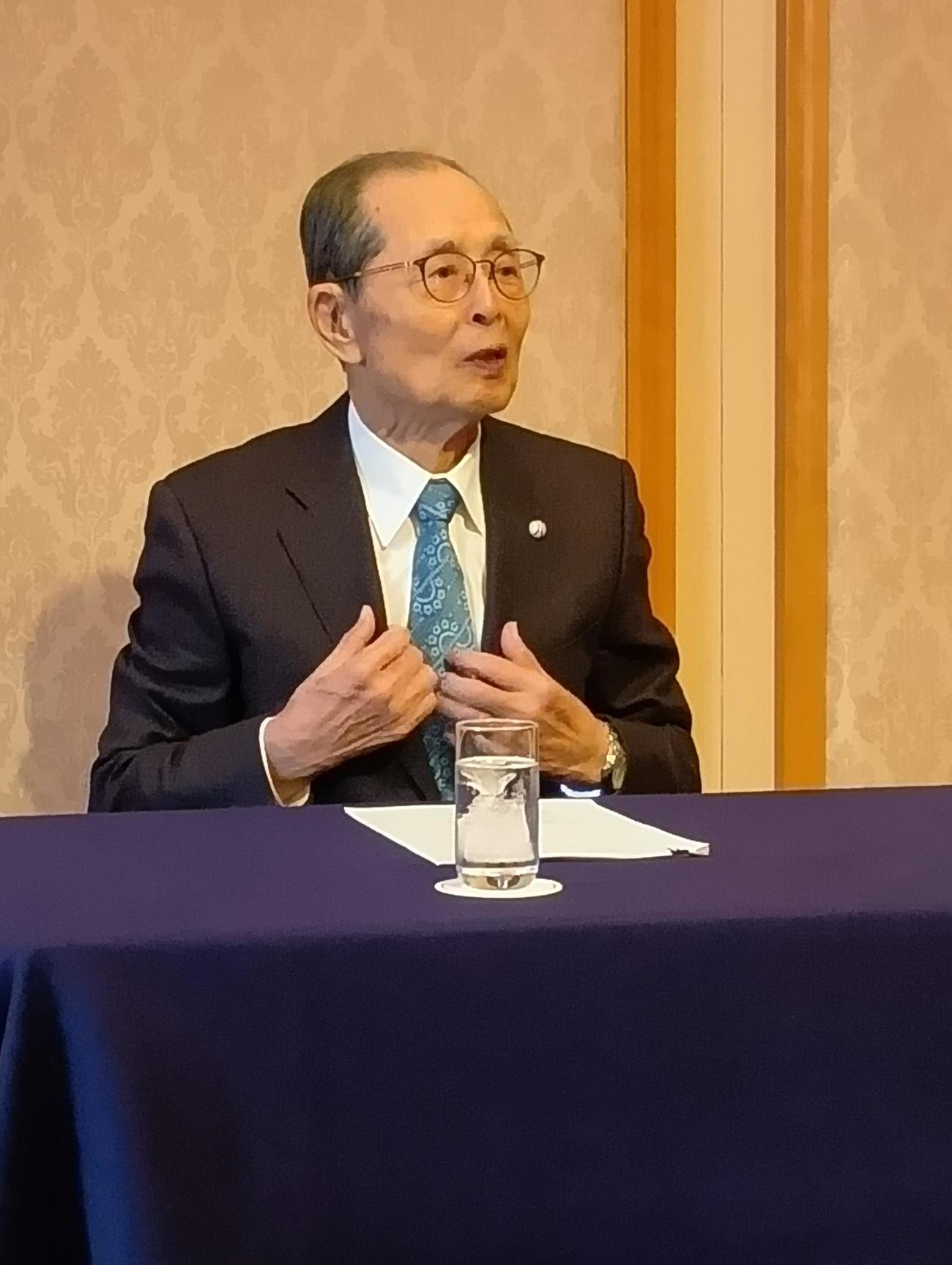 正力松太郎賞の選考委員会を終えて会見に出席した選考委員の王貞治氏