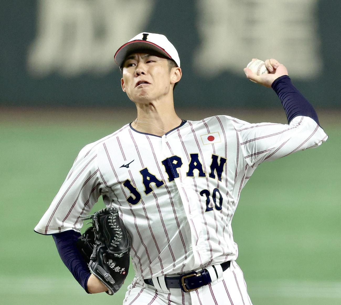 投手練習を行う曽谷（撮影・河田真司）