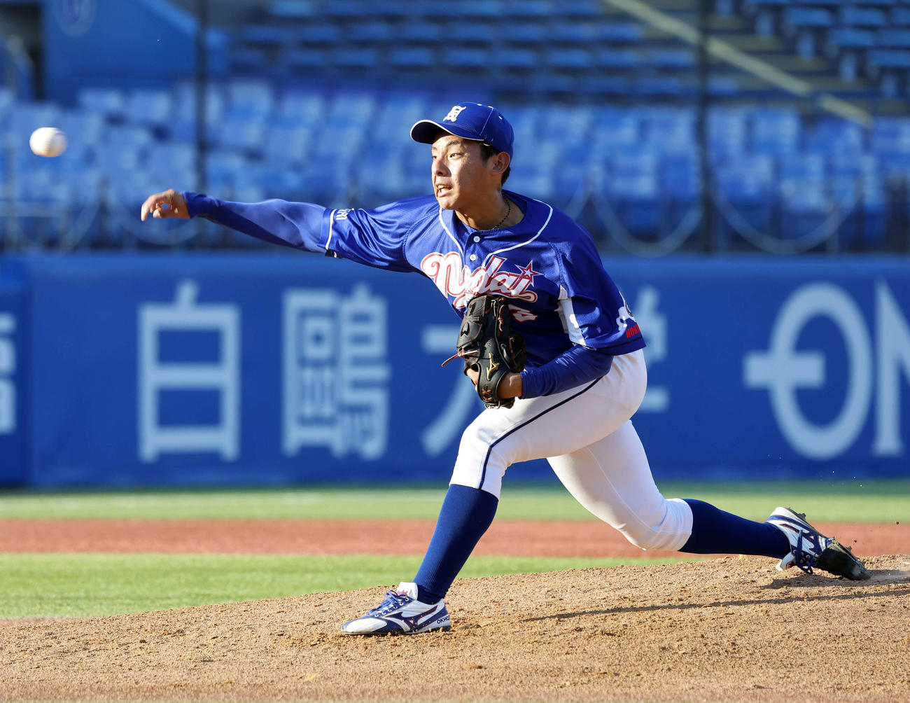 立命大対東農大北海道オホーツク　東農大北海道オホーツクの先発神宮（撮影・山本朝陽）