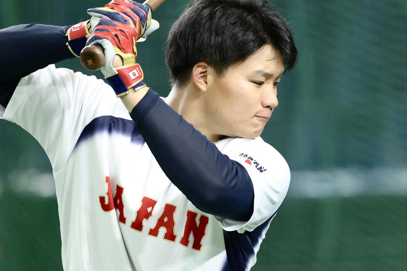 前日練習に臨む森下（撮影・河田真司）