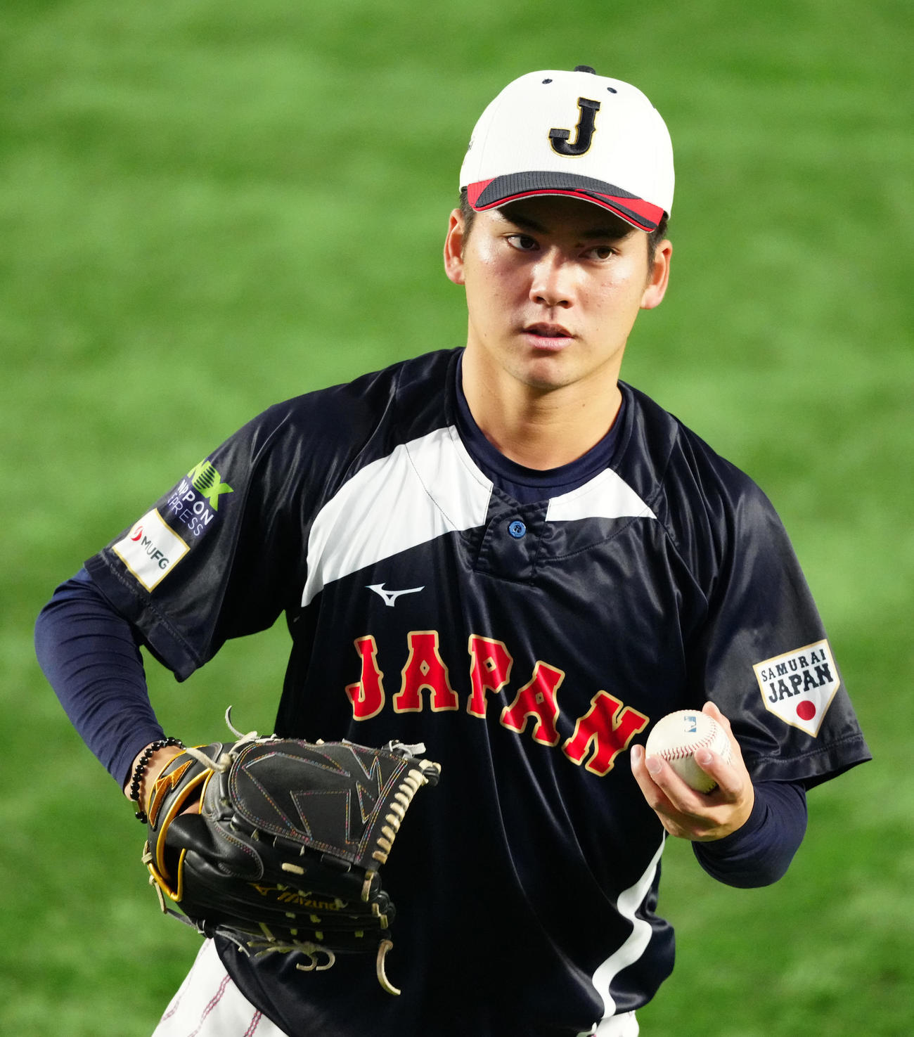 日本対韓国　試合前練習に臨む金丸（撮影・江口和貴）