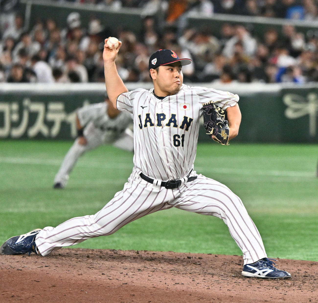日本対韓国　9回表、日本6番手で登板する平良（撮影・滝沢徹郎）