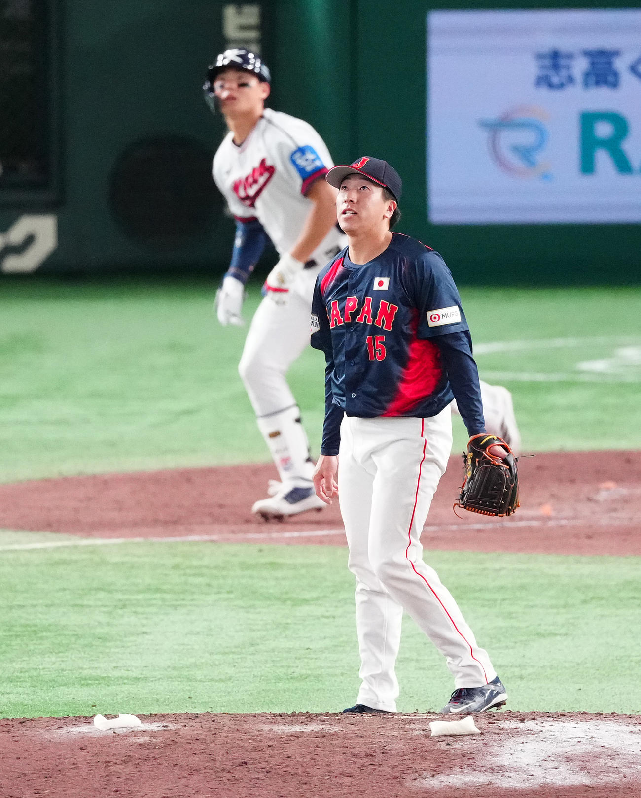 韓国対日本　9回裏韓国2死、金周元に同点ソロ本塁打を浴びる大勢（撮影・鈴木みどり）