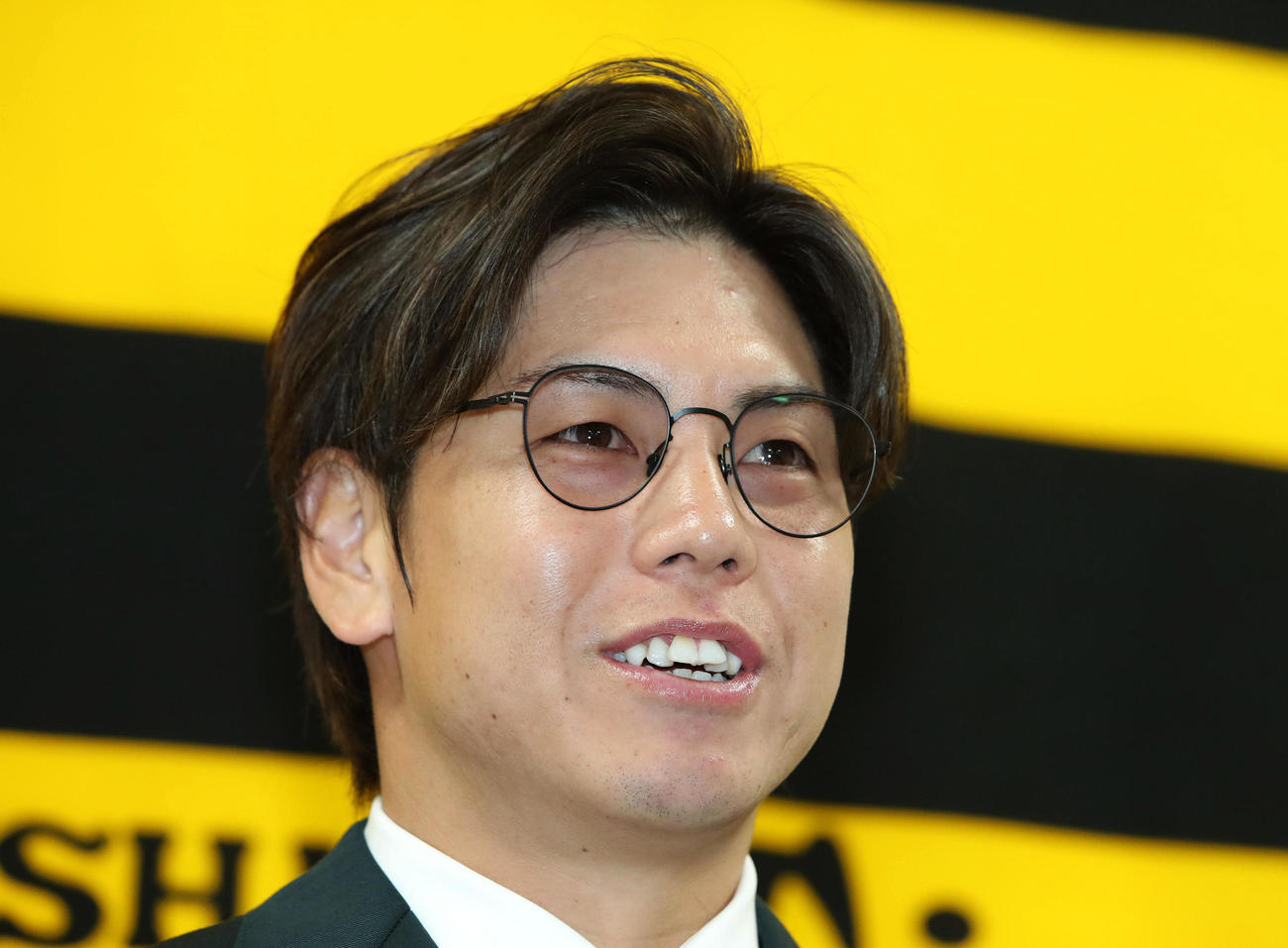契約更改を終え会見する阪神梅野隆太郎（撮影・白石智彦）