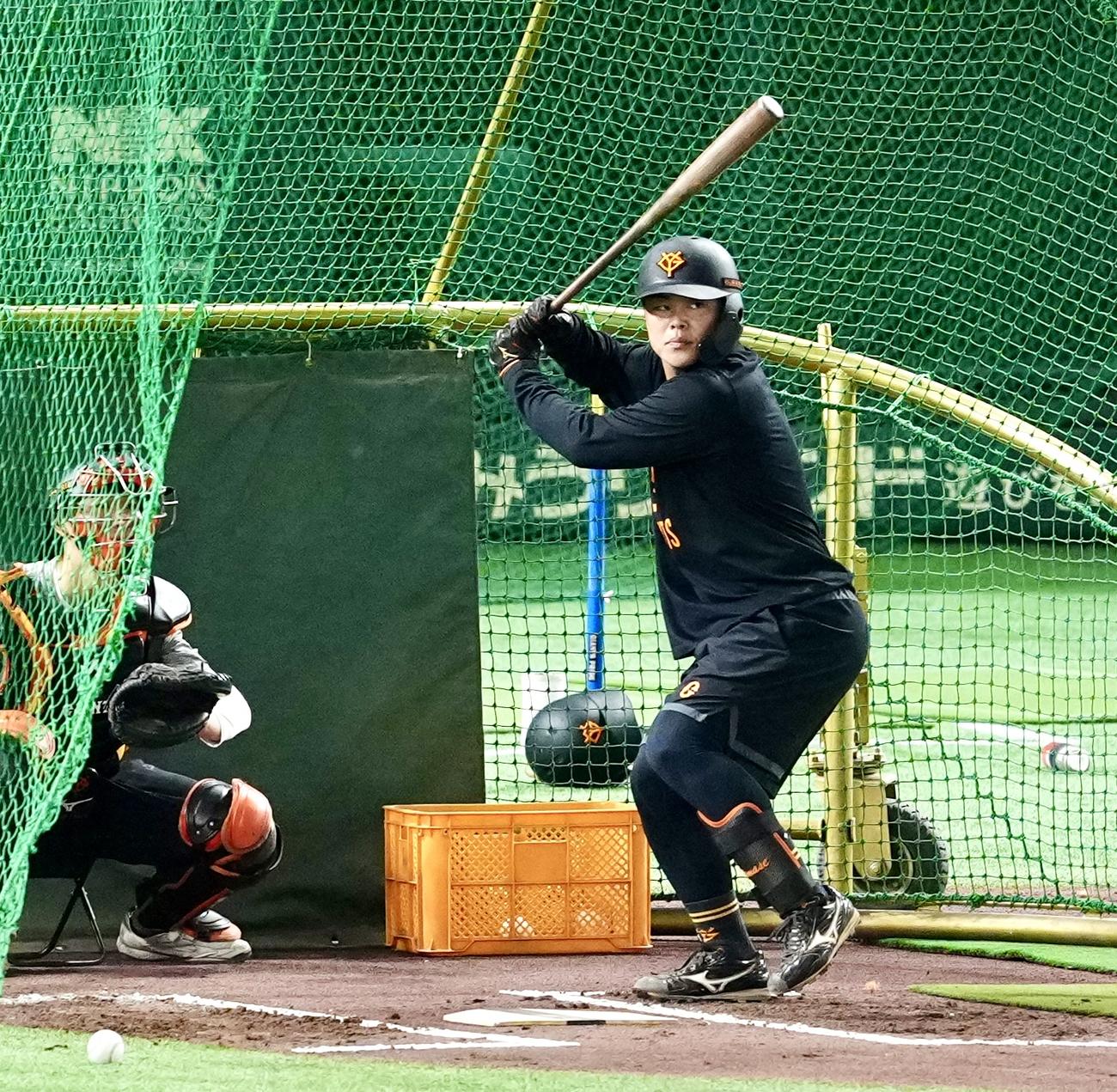 9月10日、打撃練習に臨む巨人山瀬