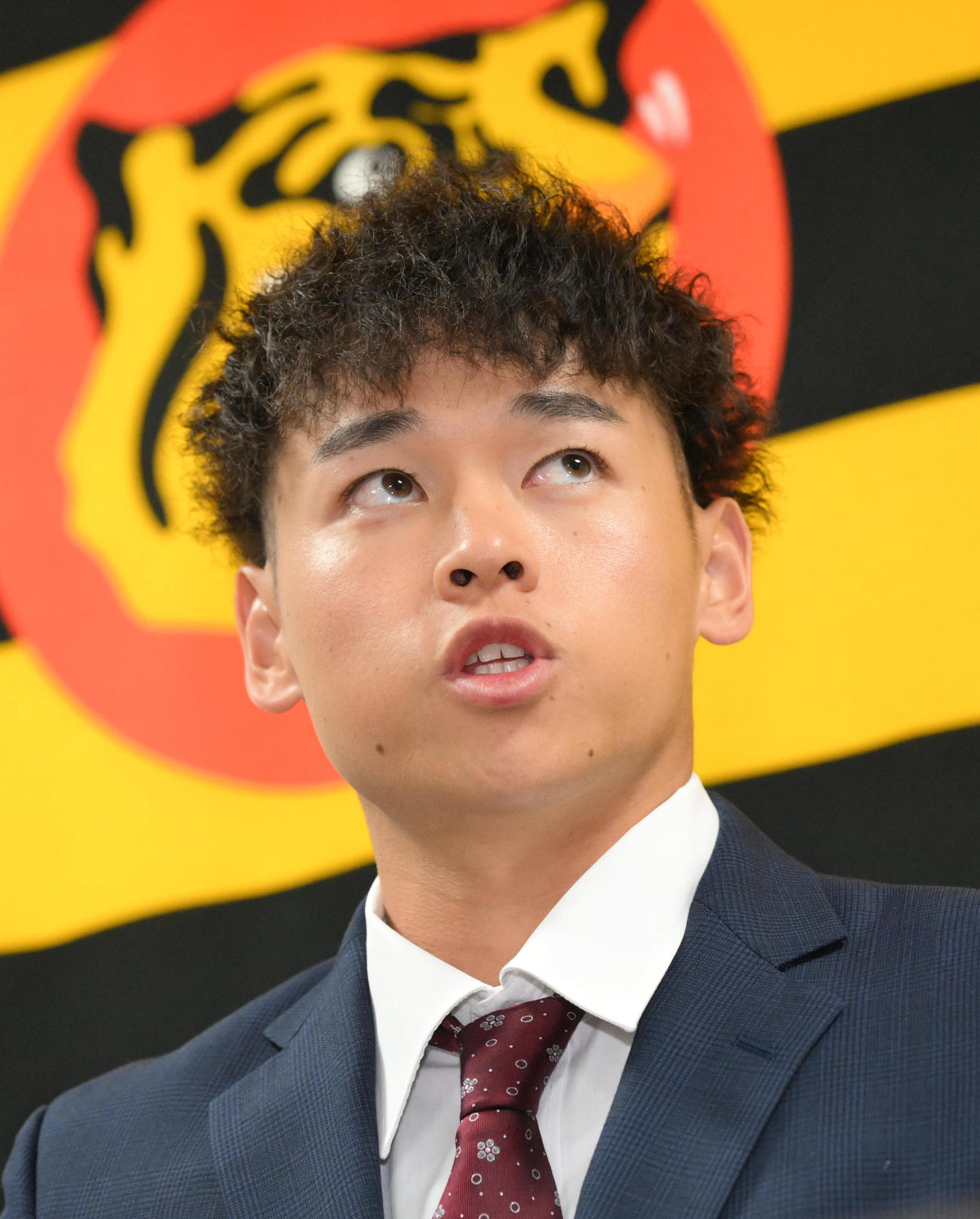 契約更改を終え会見する阪神早川（撮影・石井愛子）