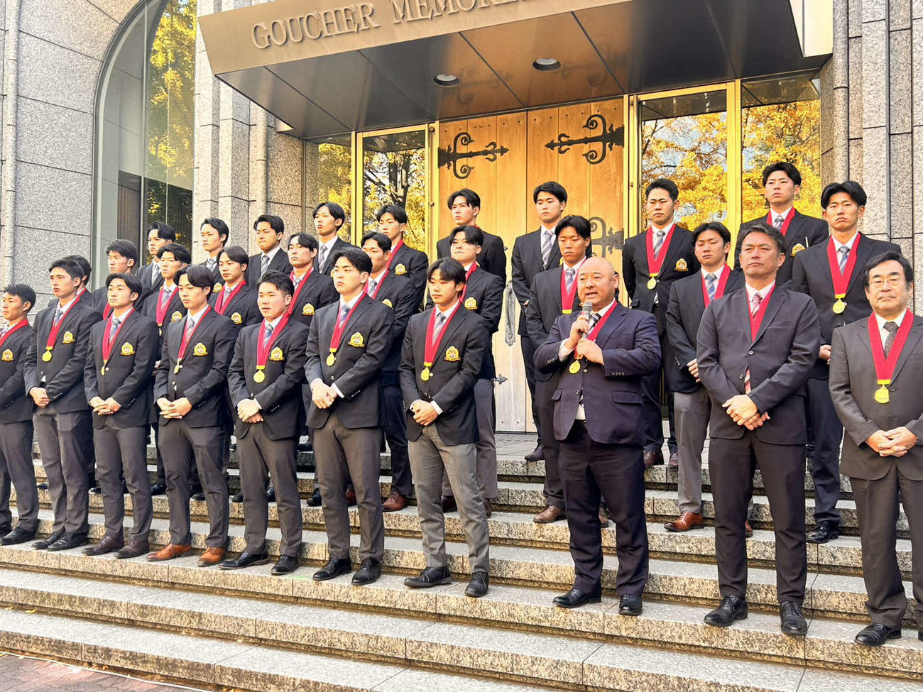 東京・青山キャンパスで行われた青学大の優勝報告会（撮影・平山連）