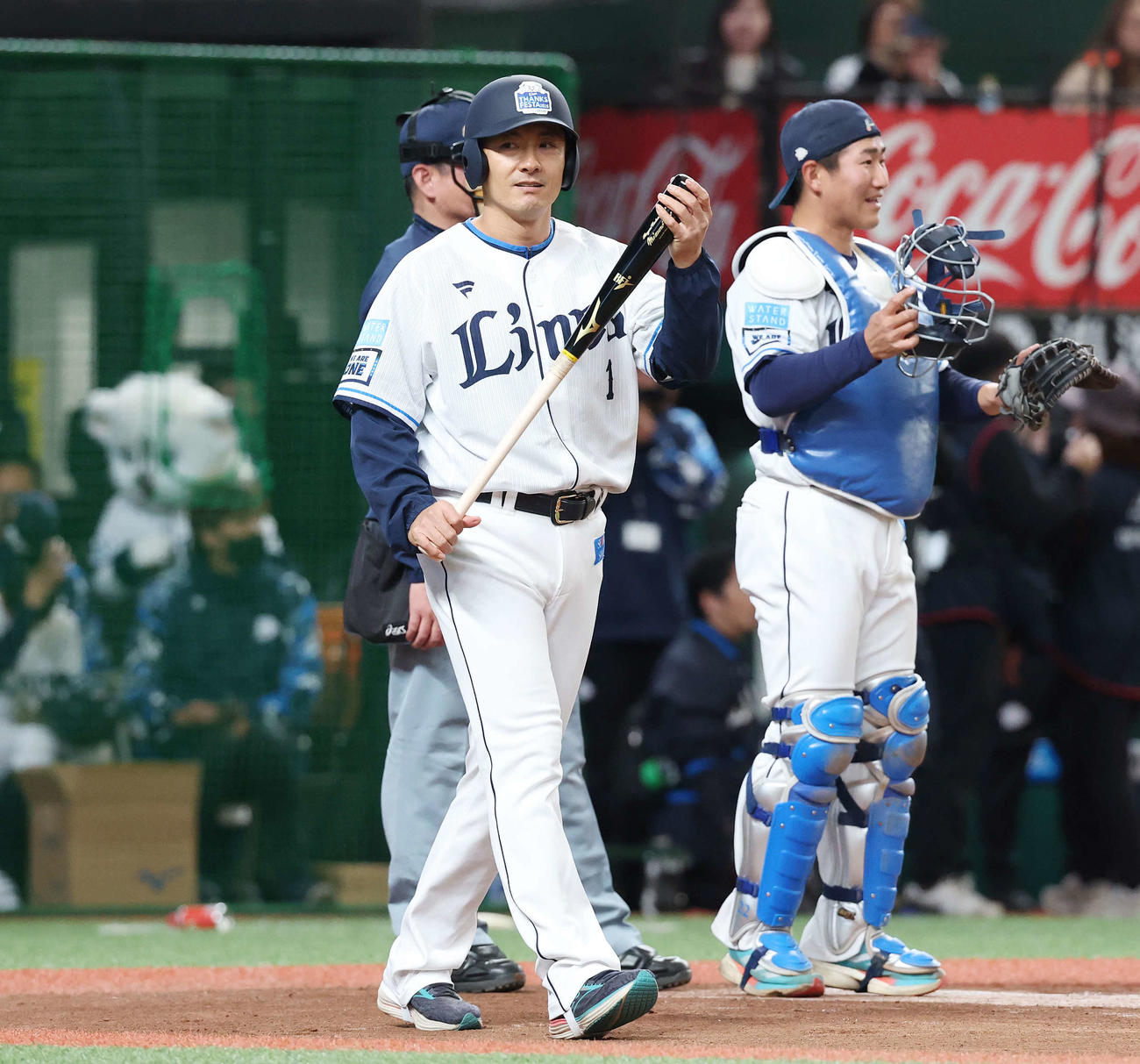 西武ファン感謝イベント「LIONS THANKS FESTA 2025」の圧倒的エンタメベースボール！で代打で登場した栗山（撮影・宮地輝）
