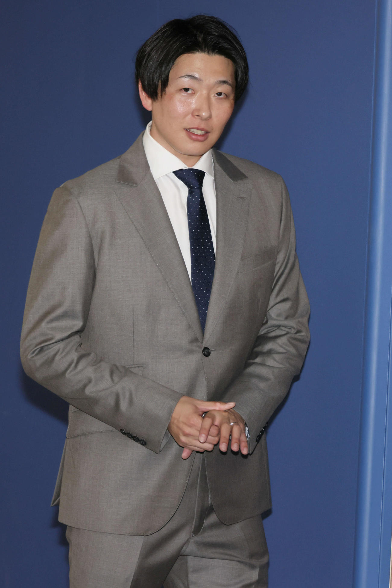 契約更改にのぞむ広島大瀬良（撮影・加藤孝規）　