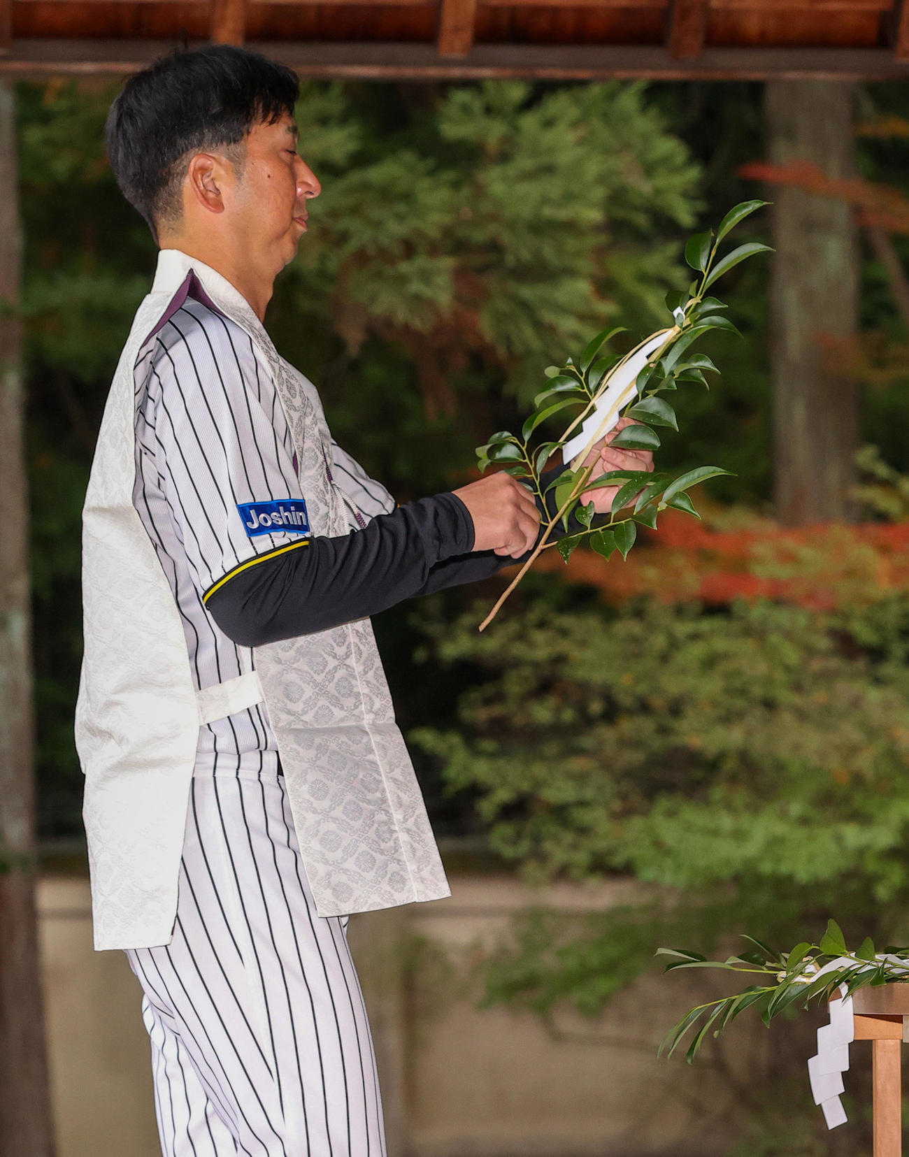 廣田神社にお礼参りする阪神藤川監督（撮影・上山淳一）