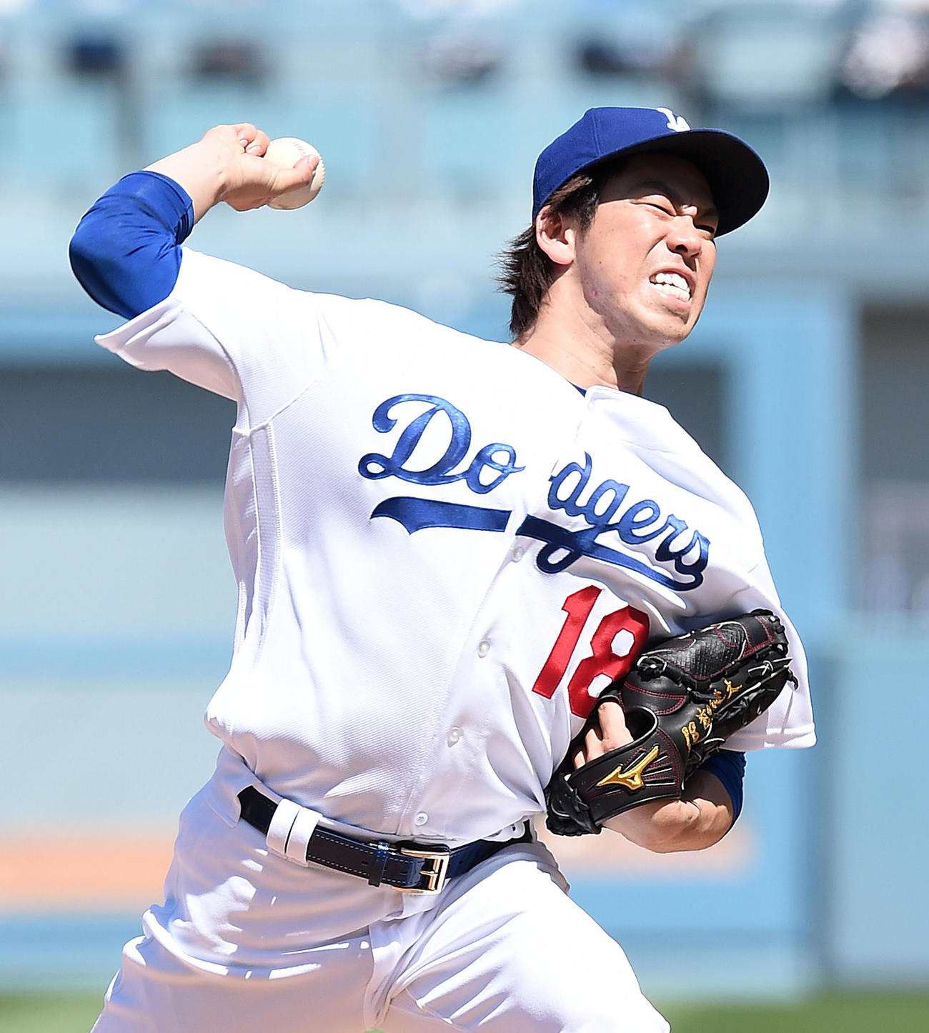 2016年4月12日、ダイヤモンドバックス戦に先発したドジャース前田健太