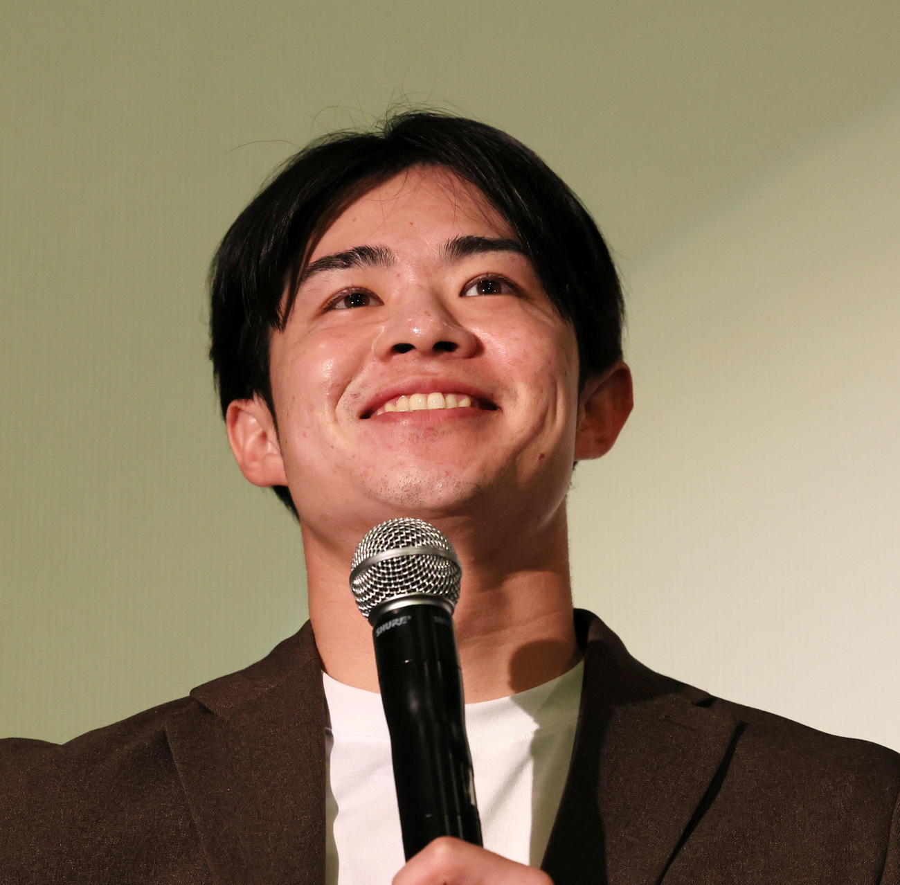 映画『阪神タイガースTHE OFFICIAL MOVIE 2025－栄光の虎道（こどう）－』の舞台挨拶を行った中野（撮影・加藤哉）