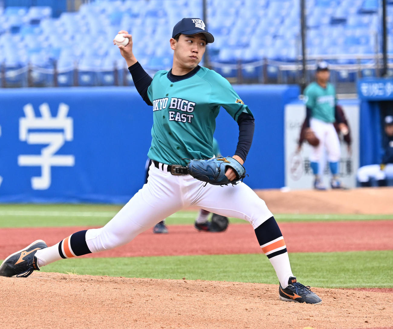 3回に登板したチームEastの法大・丸山（撮影・千葉一成）