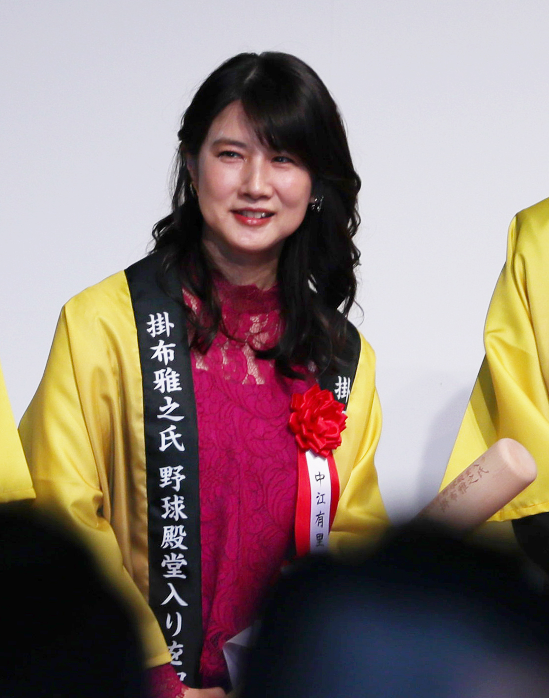掛布雅之氏野球殿堂入りを祝う会に出席する中江氏（撮影・上山淳一）