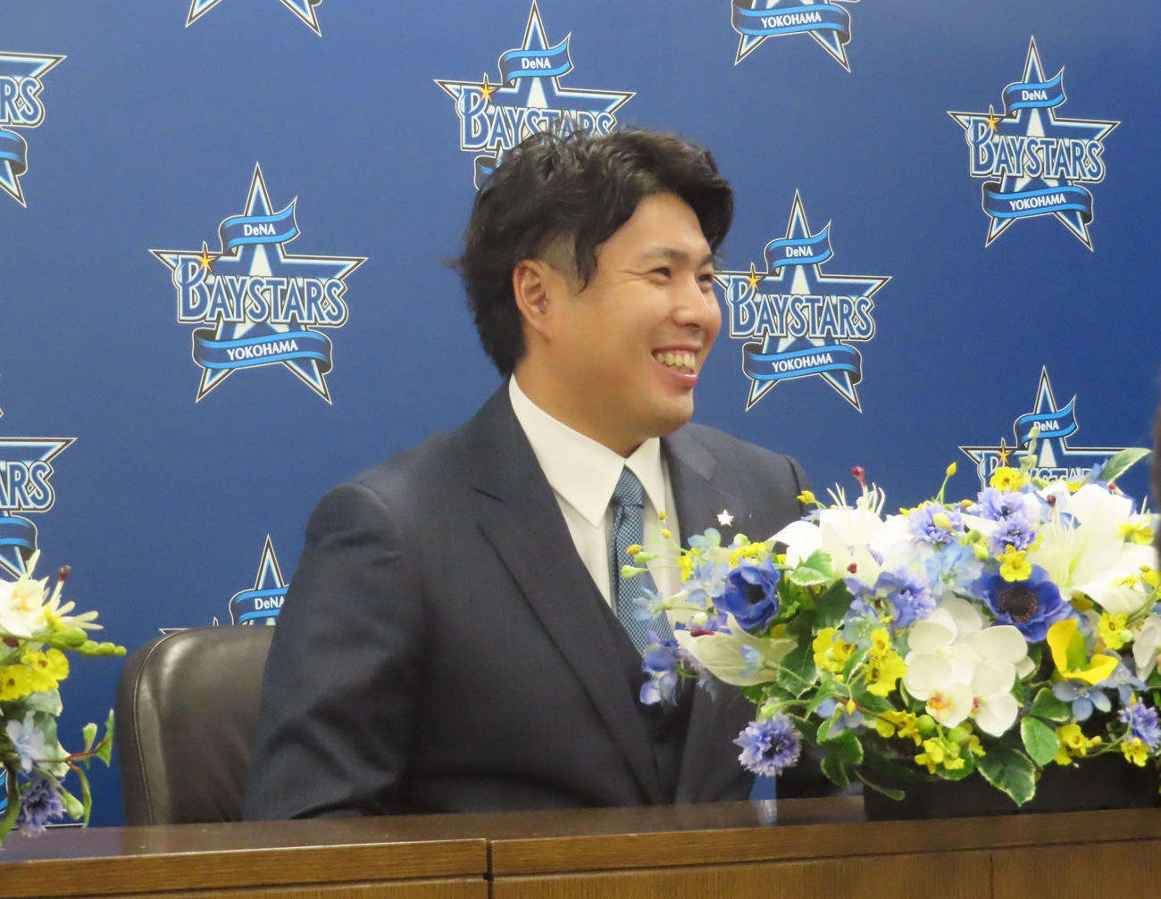 入団会見に出席したDeNA育成の馬場