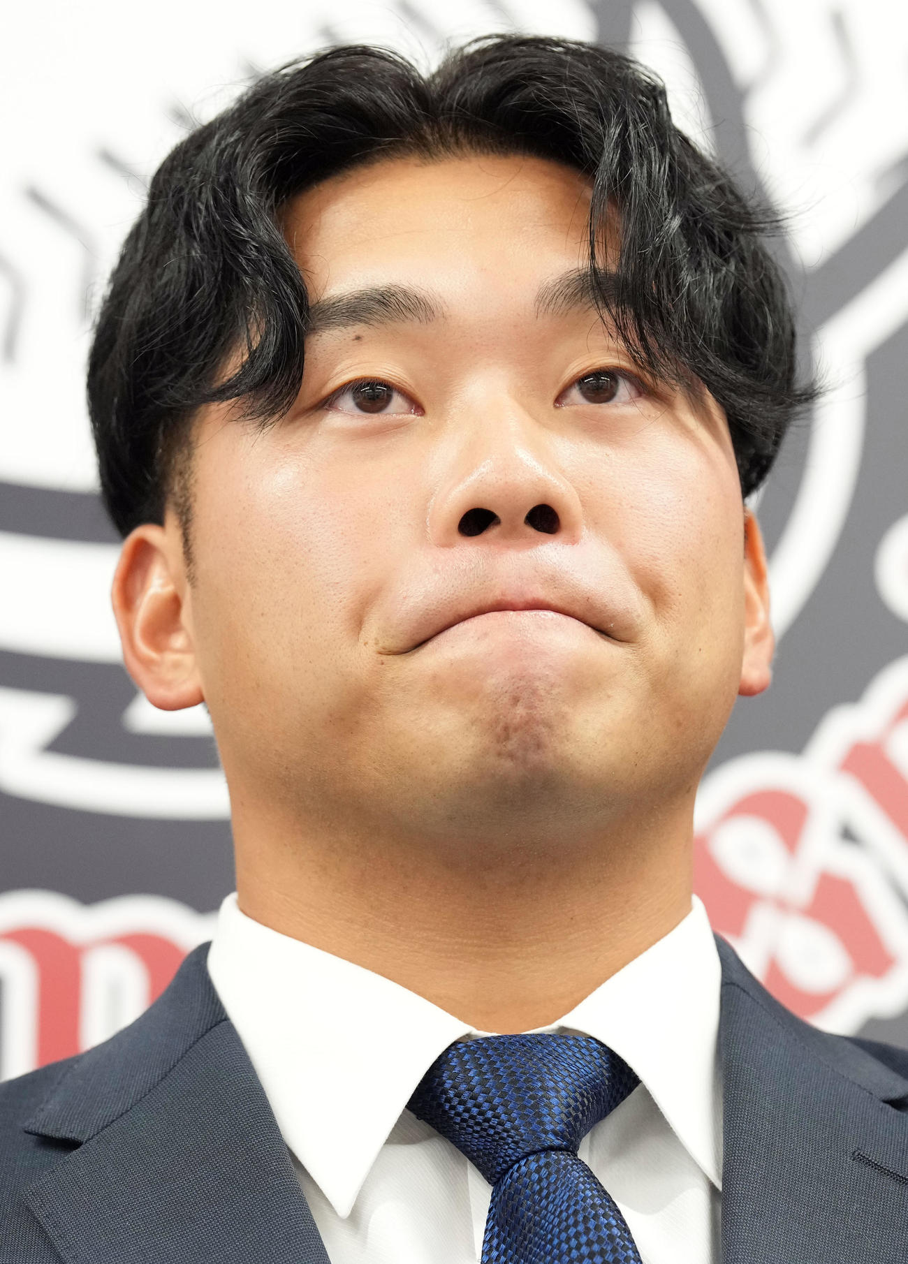 契約更改を終え会見に臨む西武蛭間（撮影・たえ見朱実）
