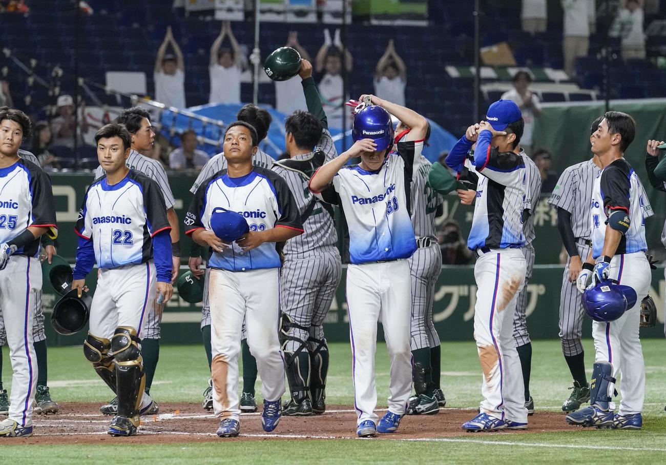 都市対抗野球の2回戦で敗れたパナソニックナイン＝2023年、東京ドーム（共同）