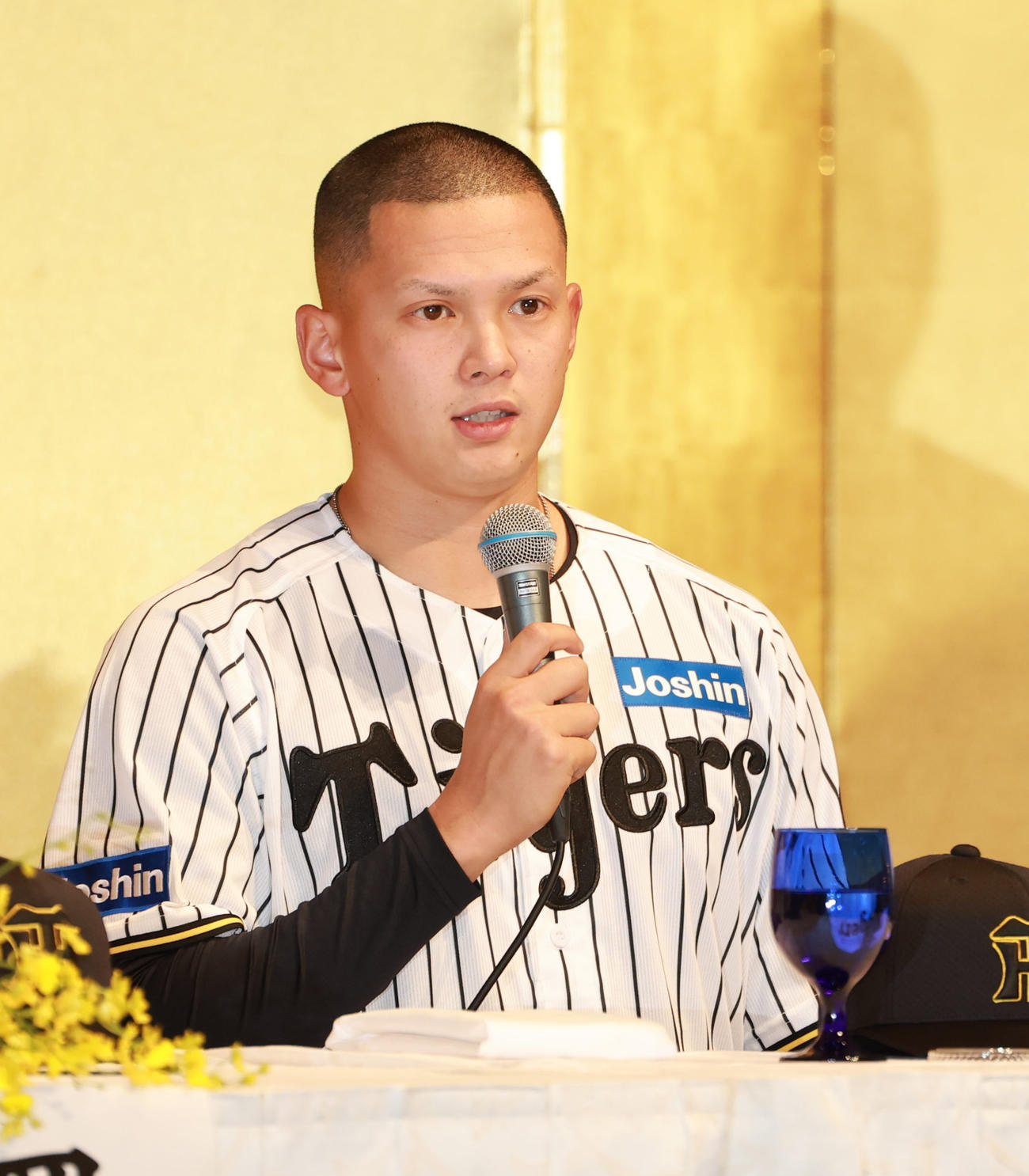 入団発表会で自身をアピールする能登（撮影・上田博志）