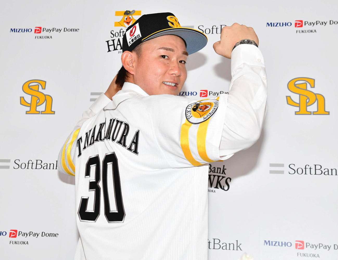現役ドラフトでソフトバンクに入団した中村稔（撮影・岩下翔太）