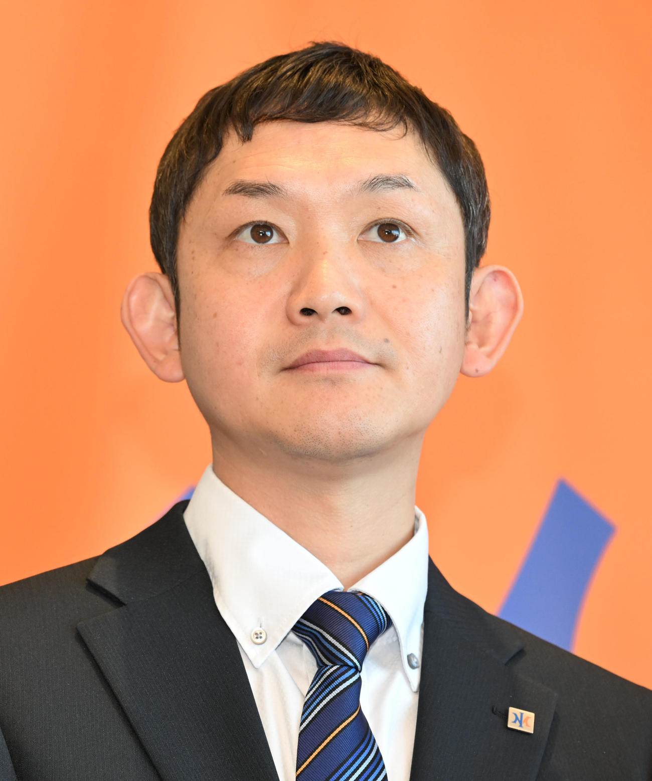 桑田氏のCBO就任記者会見に出席した新潟プロ野球団の池田社長（撮影・千葉一成）