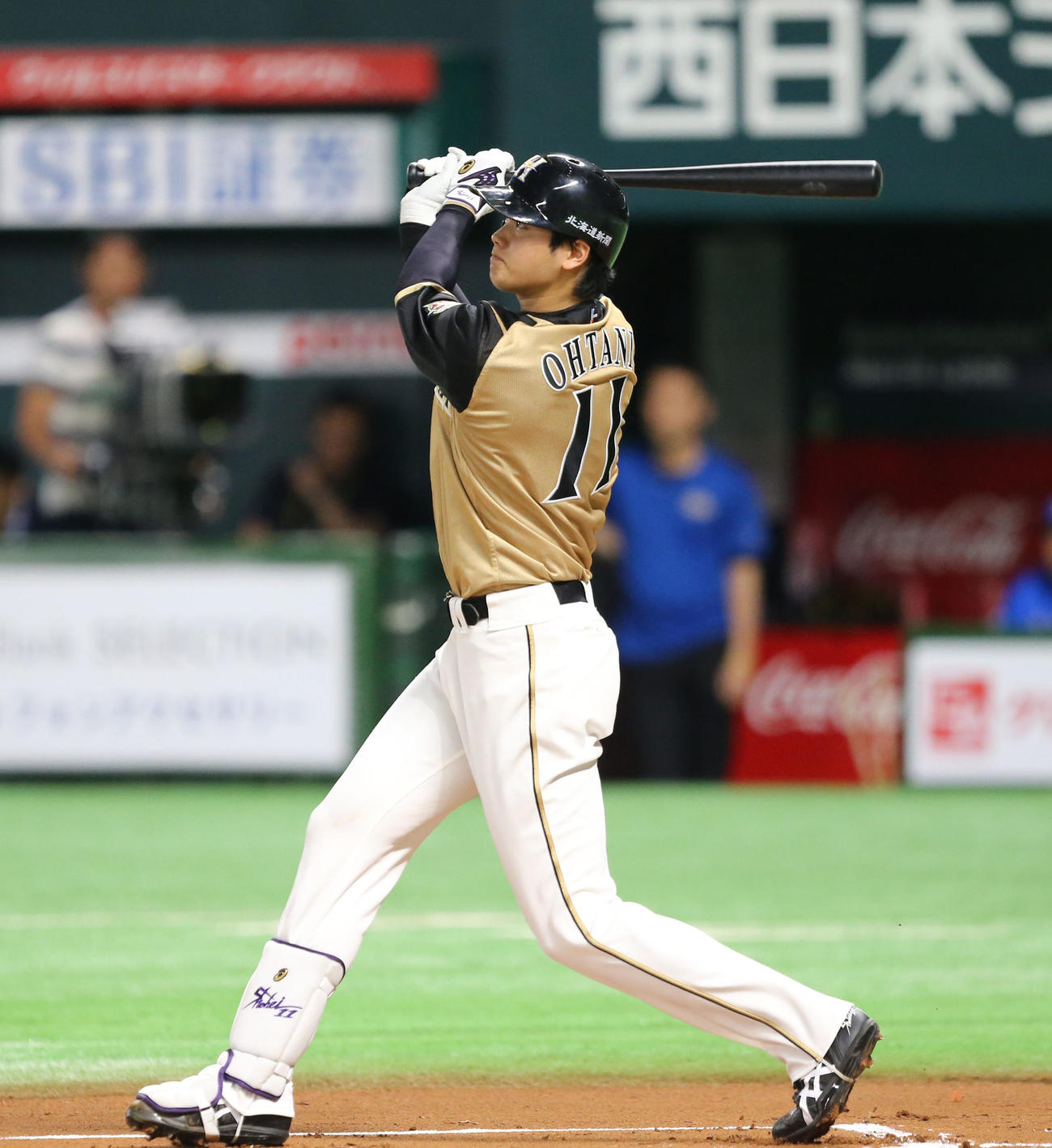 2016年7月3日、ソフトバンク対日本ハム　1回表日本ハム無死、大谷は右中間に先頭打者ソロ本塁打を放つ
