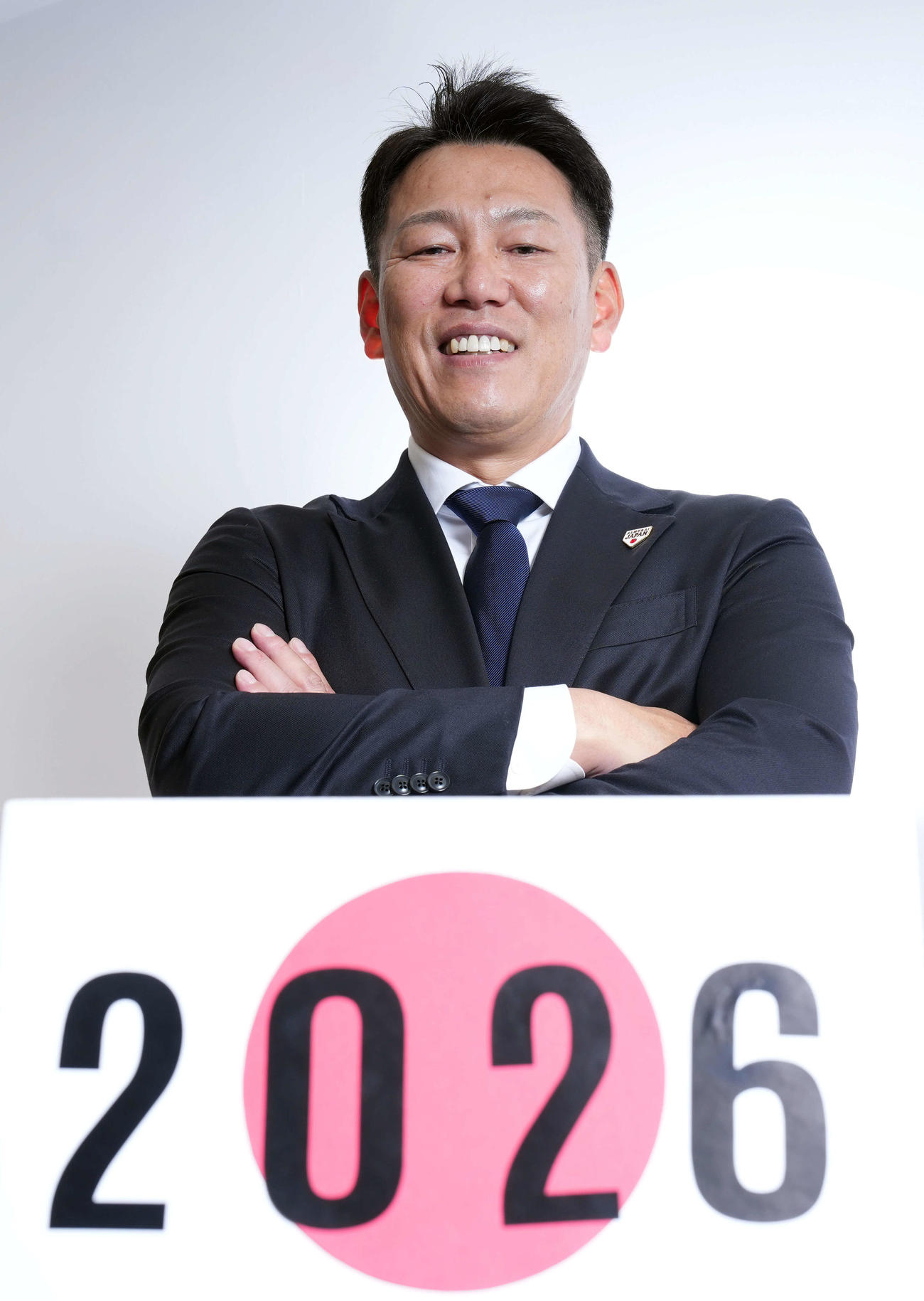 WBC連覇に向け笑顔を見せる侍ジャパンの井端監督（撮影・たえ見朱実）