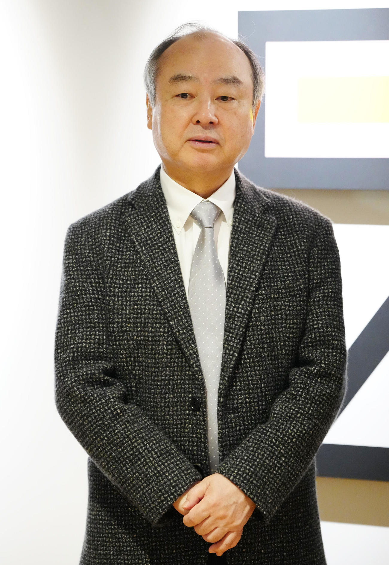 取材に応じるソフトバンク孫オーナー（撮影・江口和貴）