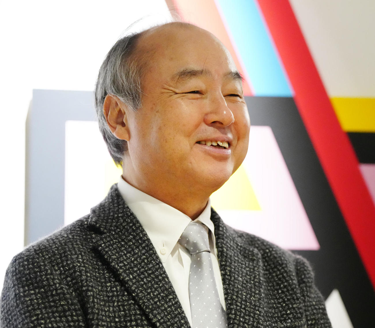 取材に応じるソフトバンク孫オーナー（撮影・江口和貴）